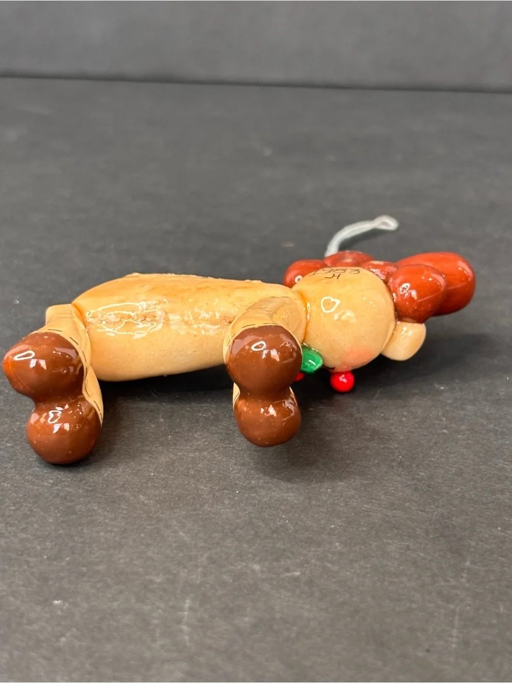Vintage Handcrafted Salt Dough Reindeer Christmas Ornament Signed 1983